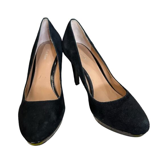 Calvin Klein Paulette size 9 women’s suede leather pumps almond toe 4” heel - Picture 2 of 9